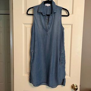 Bella Dahl tencel denim-look sleeveless sundress dress with collar